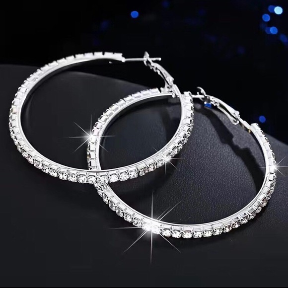 👩🏼‍🎤Silver hoop earrings - Picture 5 of 6